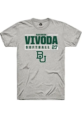 Shannon Vivoda  Baylor Bears Ash Rally NIL Stacked Box Short Sleeve T Shirt