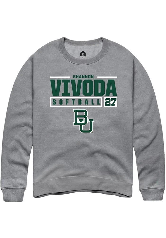 Shannon Vivoda Rally Baylor Bears Mens Graphite NIL Stacked Box Long Sleeve Crew Sweatshirt