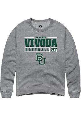 Shannon Vivoda  Rally Baylor Bears Mens Graphite NIL Stacked Box Long Sleeve Crew Sweatshirt