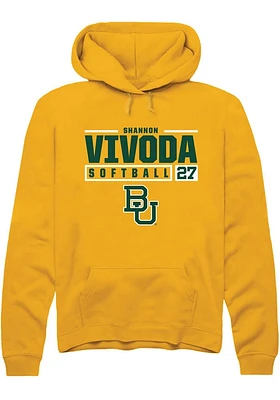 Shannon Vivoda  Rally Baylor Bears Mens Gold NIL Stacked Box Long Sleeve Hoodie
