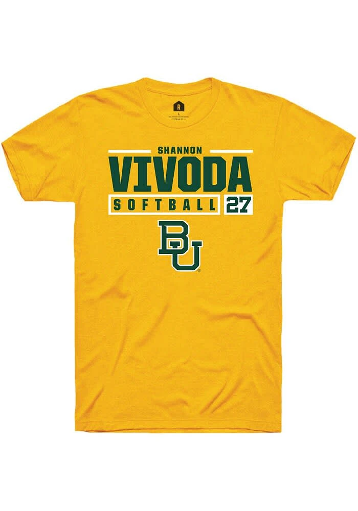Shannon Vivoda  Baylor Bears Gold Rally NIL Stacked Box Short Sleeve T Shirt