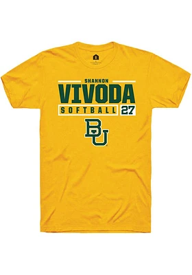 Shannon Vivoda  Baylor Bears Gold Rally NIL Stacked Box Short Sleeve T Shirt