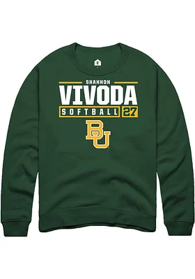Shannon Vivoda  Rally Baylor Bears Mens Green NIL Stacked Box Long Sleeve Crew Sweatshirt