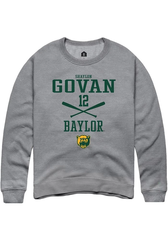 Shaylon Govan Rally Baylor Bears Mens Graphite NIL Sport Icon Long Sleeve Crew Sweatshirt