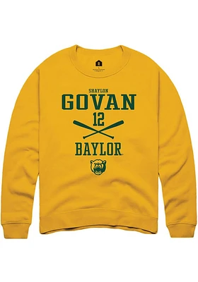 Shaylon Govan  Rally Baylor Bears Mens Gold NIL Sport Icon Long Sleeve Crew Sweatshirt