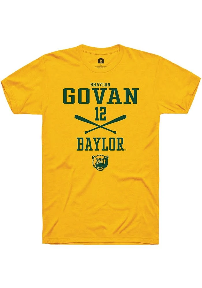 Shaylon Govan Baylor Bears Gold Rally NIL Sport Icon Short Sleeve T Shirt