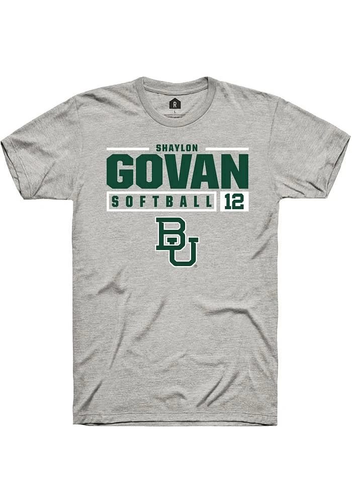Shaylon Govan Baylor Bears Ash Rally NIL Stacked Box Short Sleeve T Shirt