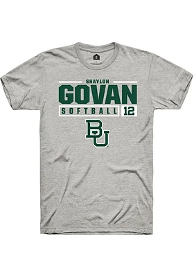 Shaylon Govan  Baylor Bears Ash Rally NIL Stacked Box Short Sleeve T Shirt