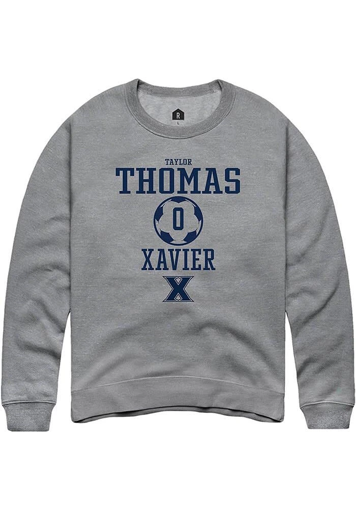 Taylor Thomas  Rally Xavier Musketeers Mens Graphite NIL Sport Icon Long Sleeve Crew Sweatshirt