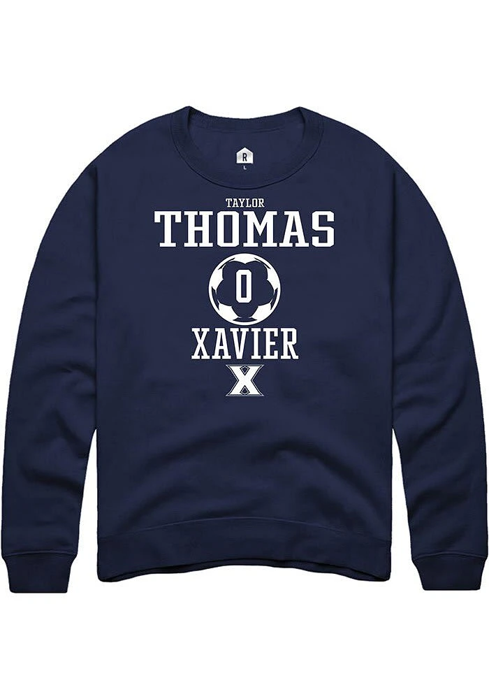 Taylor Thomas  Rally Xavier Musketeers Mens Navy Blue NIL Sport Icon Long Sleeve Crew Sweatshirt