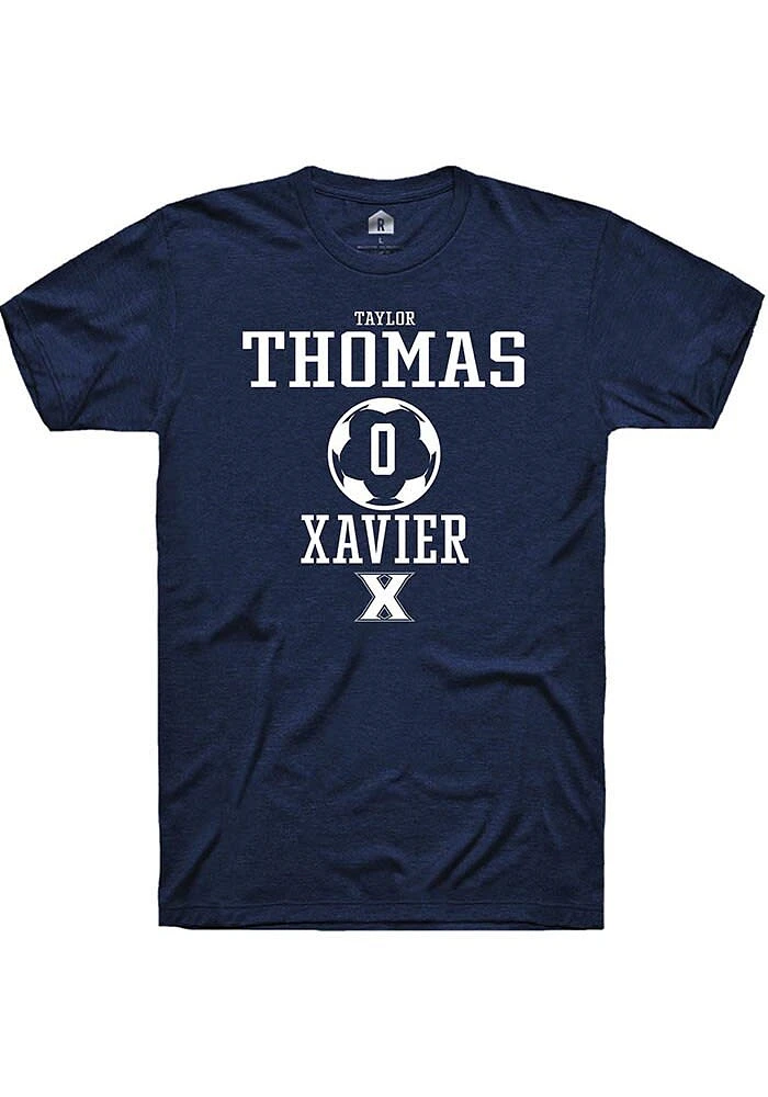 Taylor Thomas  Xavier Musketeers Navy Blue Rally NIL Sport Icon Short Sleeve T Shirt