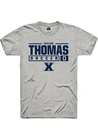 Taylor Thomas  Xavier Musketeers Ash Rally NIL Stacked Box Short Sleeve T Shirt