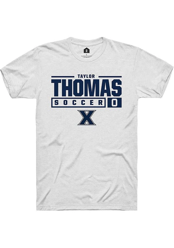 Taylor Thomas  Xavier Musketeers White Rally NIL Stacked Box Short Sleeve T Shirt