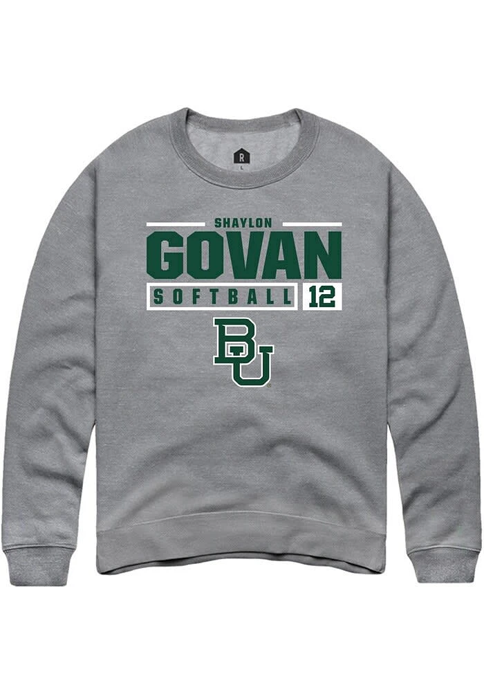 Shaylon Govan Rally Baylor Bears Mens Graphite NIL Stacked Box Long Sleeve Crew Sweatshirt