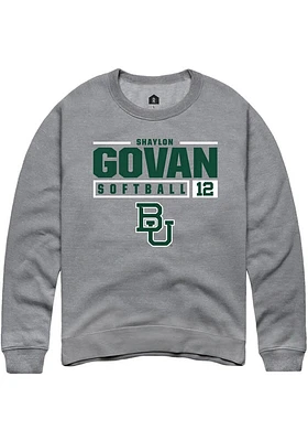 Shaylon Govan  Rally Baylor Bears Mens Graphite NIL Stacked Box Long Sleeve Crew Sweatshirt