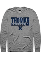 Taylor Thomas  Xavier Musketeers Graphite Rally NIL Stacked Box Long Sleeve T Shirt