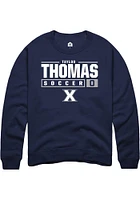 Taylor Thomas  Rally Xavier Musketeers Mens Navy Blue NIL Stacked Box Long Sleeve Crew Sweatshir..