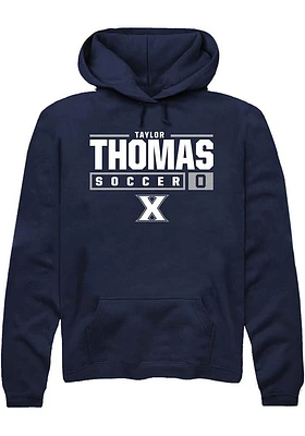 Taylor Thomas  Rally Xavier Musketeers Mens Navy Blue NIL Stacked Box Long Sleeve Hoodie