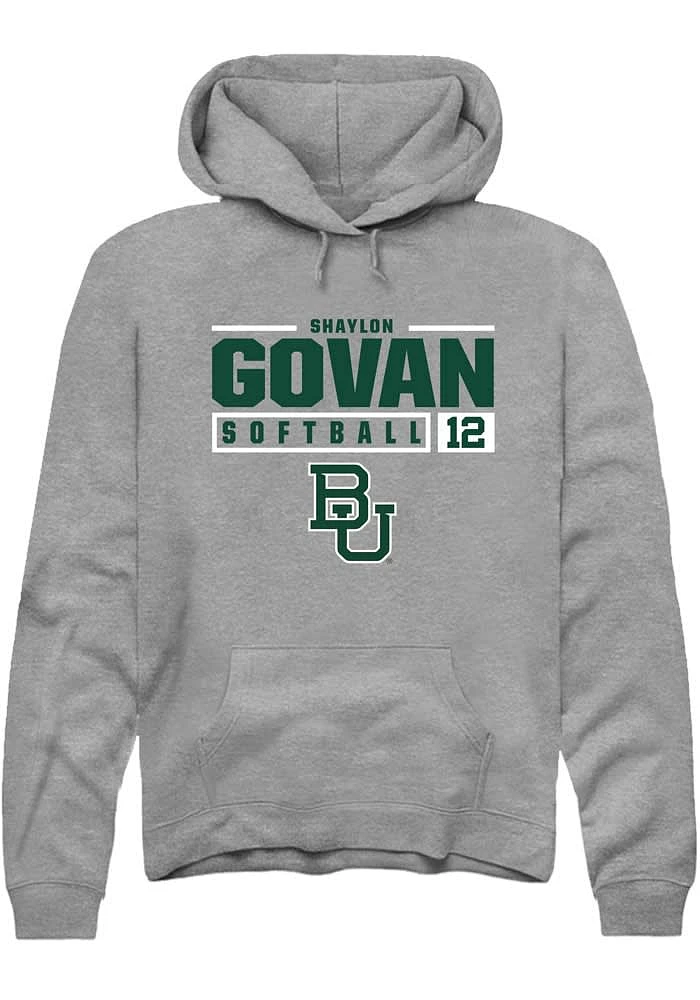 Shaylon Govan Rally Baylor Bears Mens Graphite NIL Stacked Box Long Sleeve Hoodie