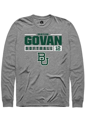 Shaylon Govan  Baylor Bears Graphite Rally NIL Stacked Box Long Sleeve T Shirt