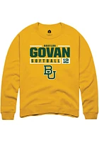 Shaylon Govan  Rally Baylor Bears Mens Gold NIL Stacked Box Long Sleeve Crew Sweatshirt