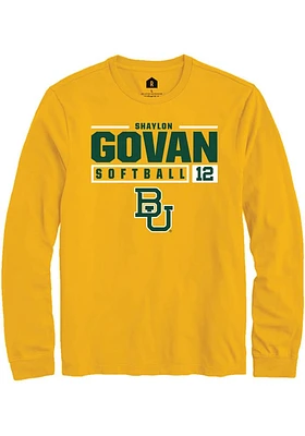 Shaylon Govan  Baylor Bears Gold Rally NIL Stacked Box Long Sleeve T Shirt