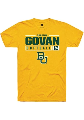 Shaylon Govan  Baylor Bears Gold Rally NIL Stacked Box Short Sleeve T Shirt