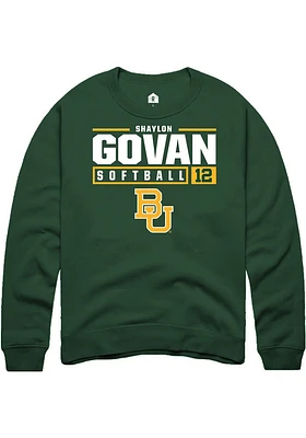 Shaylon Govan  Rally Baylor Bears Mens Green NIL Stacked Box Long Sleeve Crew Sweatshirt