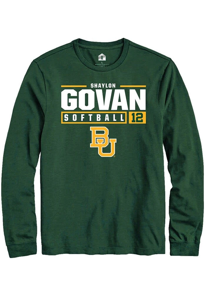 Shaylon Govan Baylor Bears Green Rally NIL Stacked Box Long Sleeve T Shirt