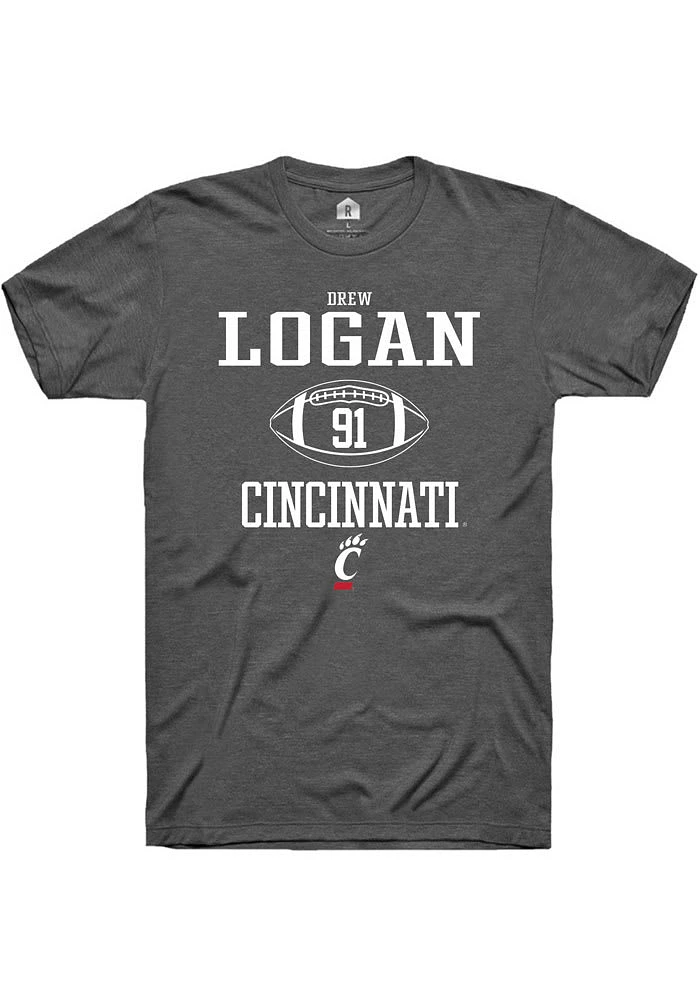 Drew Logan  Cincinnati Bearcats Dark Grey Rally NIL Sport Icon Short Sleeve T Shirt