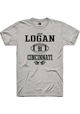 Drew Logan  Cincinnati Bearcats Ash Rally NIL Sport Icon Short Sleeve T Shirt