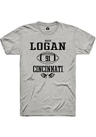 Drew Logan  Cincinnati Bearcats Ash Rally NIL Sport Icon Short Sleeve T Shirt