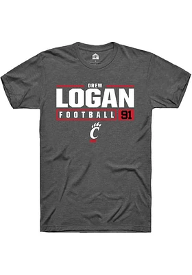 Drew Logan  Cincinnati Bearcats Dark Grey Rally NIL Stacked Box Short Sleeve T Shirt