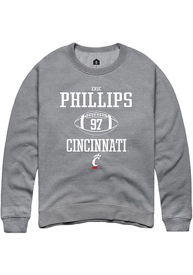 Eric Phillips  Rally Cincinnati Bearcats Mens Graphite NIL Sport Icon Long Sleeve Crew Sweatshir..