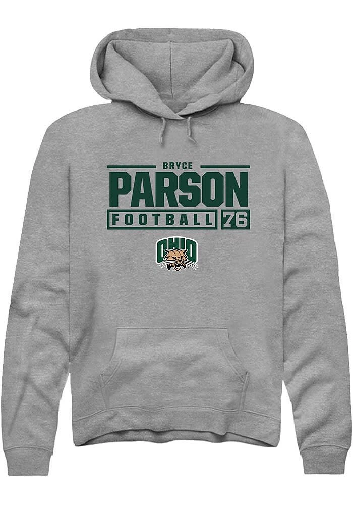 Bryce Parson Rally Ohio Bobcats Mens Graphite NIL Stacked Box Long Sleeve Hoodie
