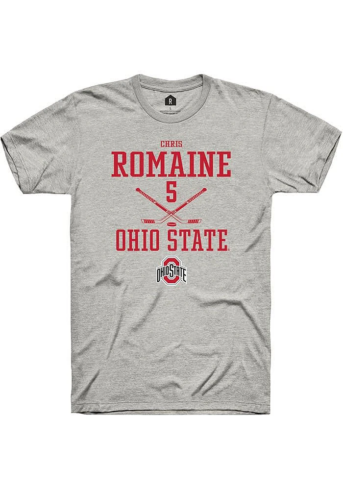 Chris Romaine Ohio State Buckeyes Ash Rally NIL Sport Icon Short Sleeve T Shirt