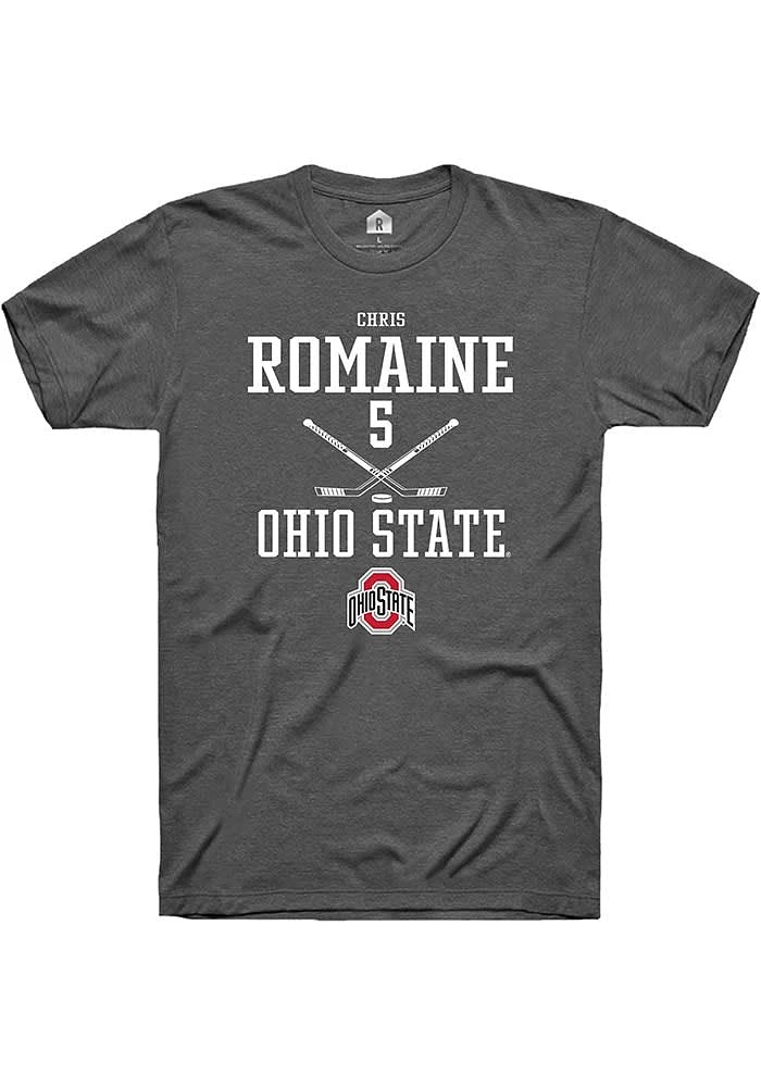 Chris Romaine Ohio State Buckeyes Dark Grey Rally NIL Sport Icon Short Sleeve T Shirt