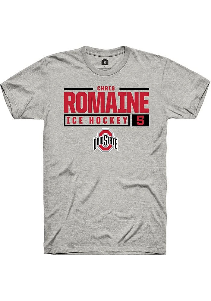 Chris Romaine  Ohio State Buckeyes Ash Rally NIL Stacked Box Short Sleeve T Shirt