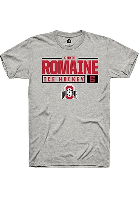 Chris Romaine  Ohio State Buckeyes Ash Rally NIL Stacked Box Short Sleeve T Shirt