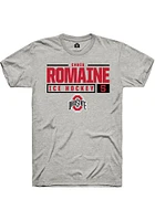 Chris Romaine  Ohio State Buckeyes Ash Rally NIL Stacked Box Short Sleeve T Shirt