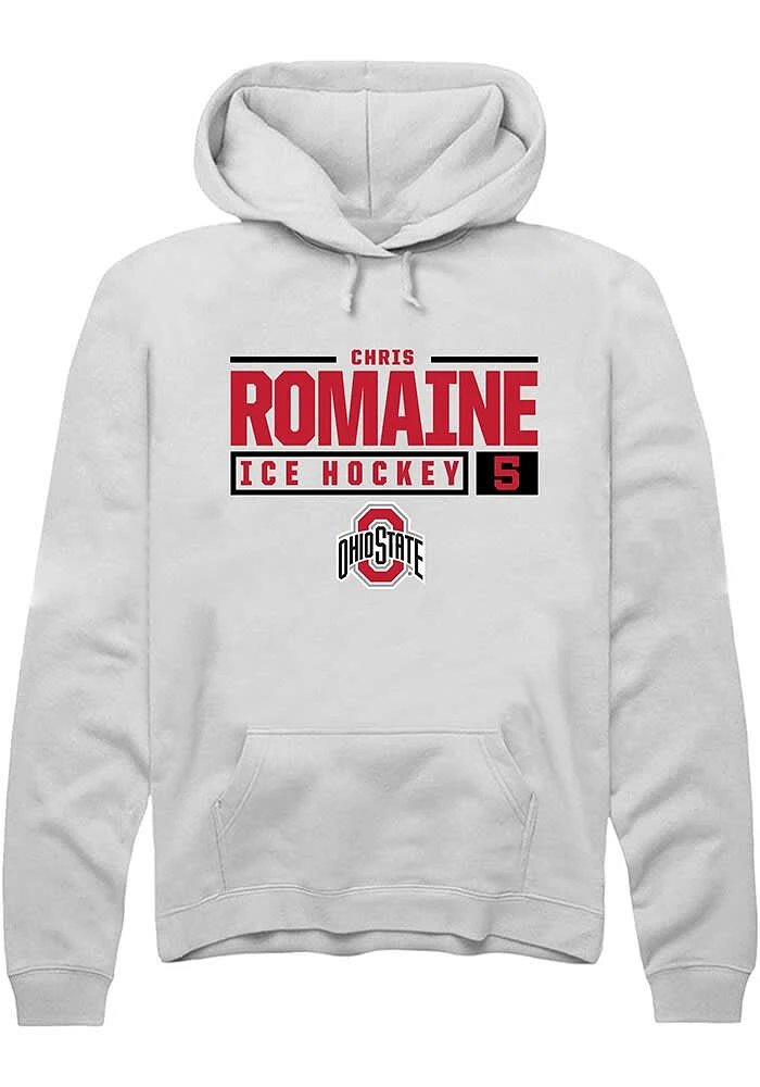 Chris Romaine Rally Ohio State Buckeyes Mens NIL Stacked Box Long Sleeve Hoodie