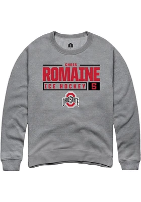 Chris Romaine  Rally Ohio State Buckeyes Mens Graphite NIL Stacked Box Long Sleeve Crew Sweatshirt