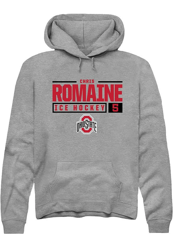 Chris Romaine Rally Ohio State Buckeyes Mens Graphite NIL Stacked Box Long Sleeve Hoodie