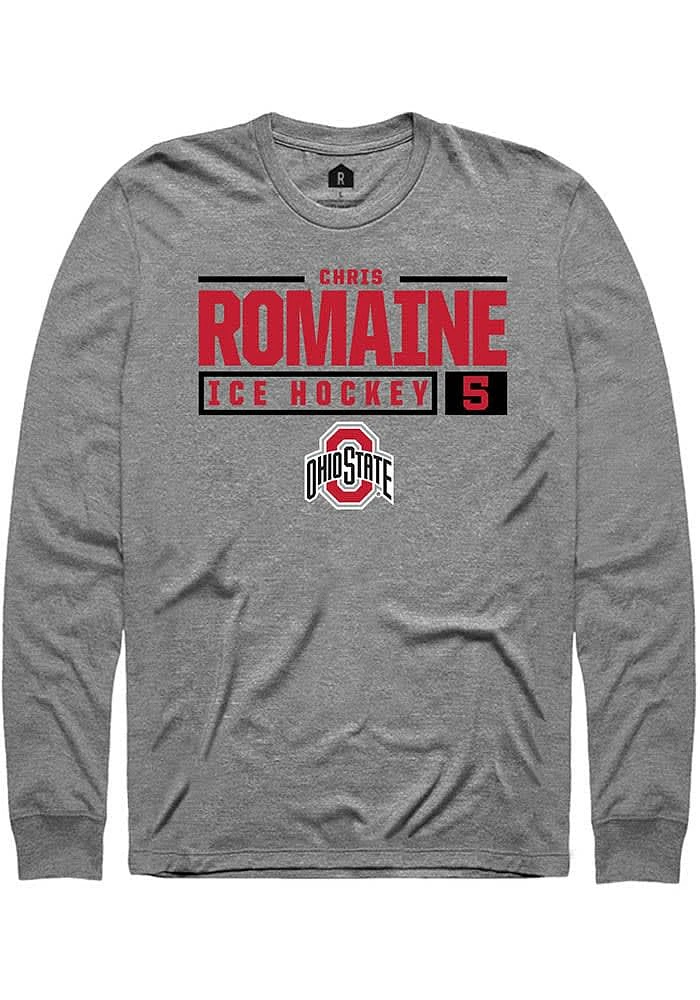 Chris Romaine Ohio State Buckeyes Graphite Rally NIL Stacked Box Long Sleeve T Shirt
