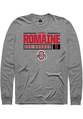 Chris Romaine  Ohio State Buckeyes Graphite Rally NIL Stacked Box Long Sleeve T Shirt