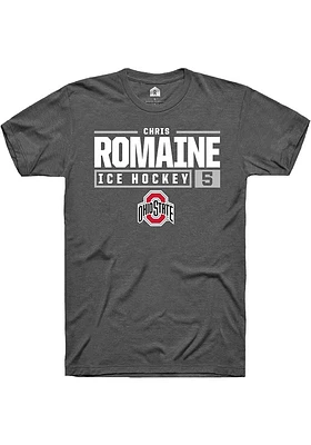 Chris Romaine  Ohio State Buckeyes Dark Grey Rally NIL Stacked Box Short Sleeve T Shirt