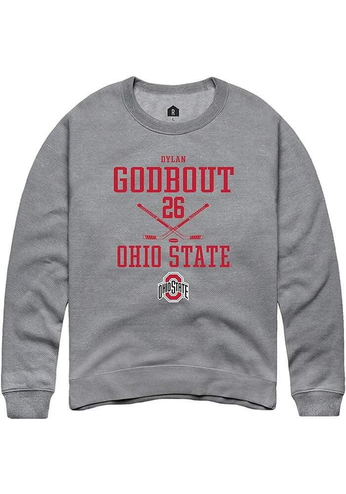 Dylan Godbout Rally Ohio State Buckeyes Mens Graphite NIL Sport Icon Long Sleeve Crew Sweatshirt