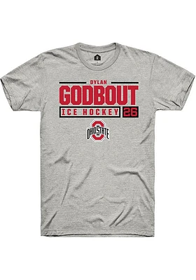 Dylan Godbout  Ohio State Buckeyes Ash Rally NIL Stacked Box Short Sleeve T Shirt