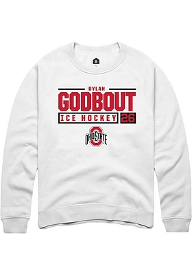 Dylan Godbout Rally Ohio State Buckeyes Mens NIL Stacked Box Long Sleeve Crew Sweatshirt