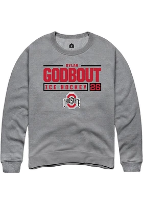 Dylan Godbout  Rally Ohio State Buckeyes Mens Graphite NIL Stacked Box Long Sleeve Crew Sweatshirt